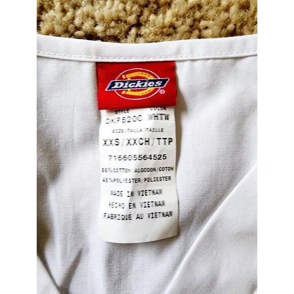 Dickies Unisex White EDS Essentials V-Neck Scrub Top & Scrub Pants Size: XXS NWT - Picture 3 of 6